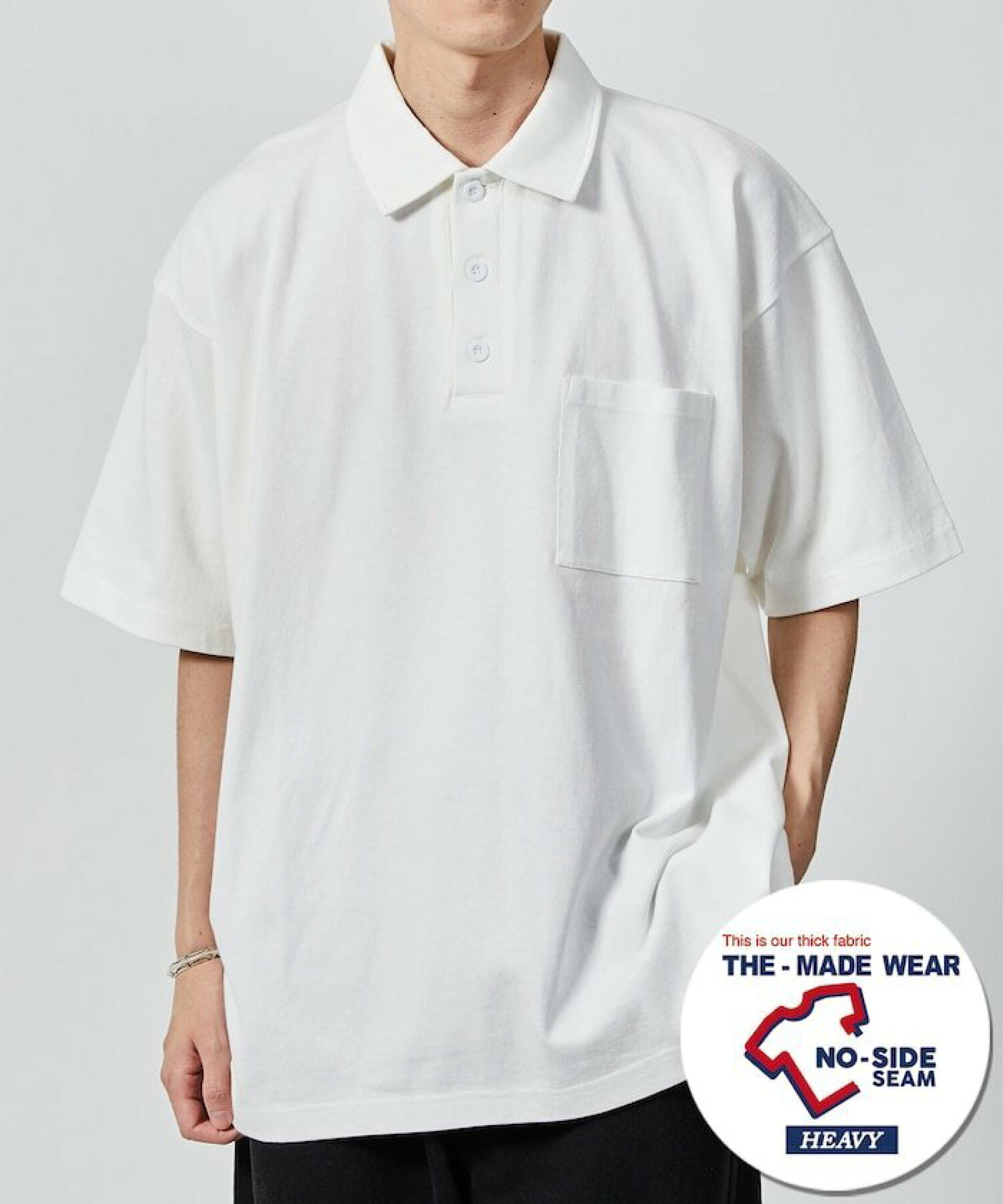 10.5オンス ヘビーウェイト NO-SIDE SEAM ポロネック Tシャツ USA COTTON